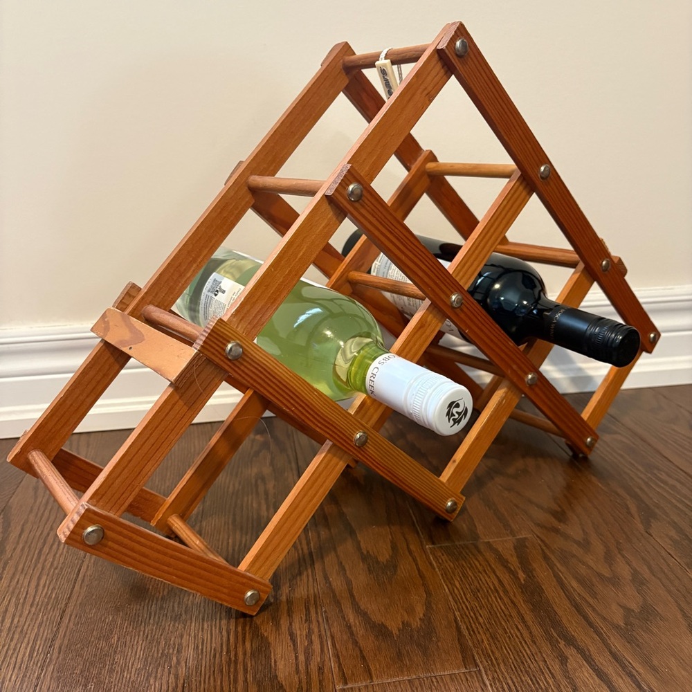 Sears Foldable Wooden Wine Rack Kitchen Storage
